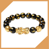 Bracelet obsidienne noire et dorée