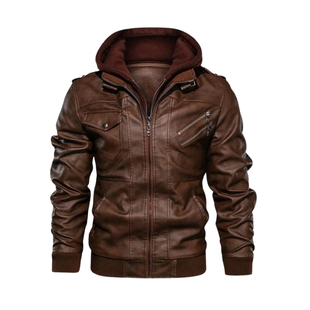 Veste de motard marron en cuir -Marron/SMarron/MMarron/LMarron/XLMarron/XXLMarron/3XL - Ouistiprix