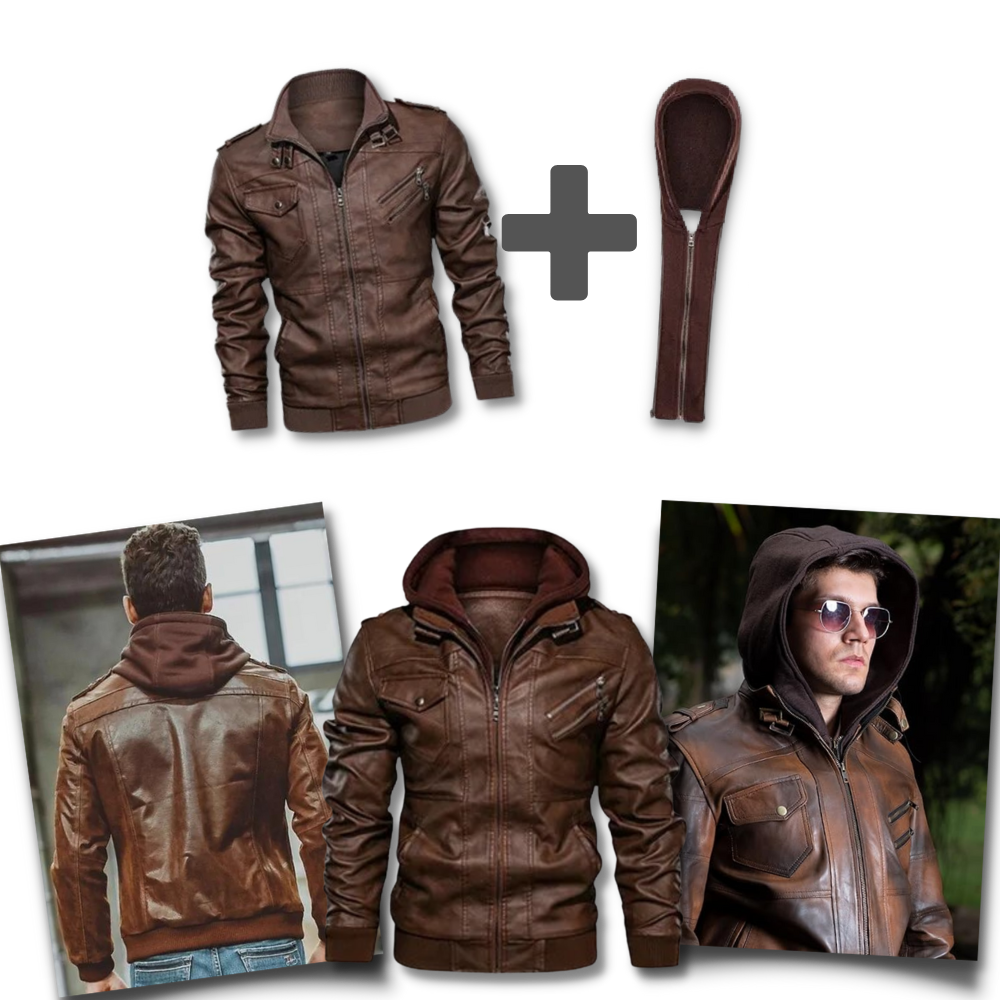 Veste de motard marron en cuir - Ouistiprix