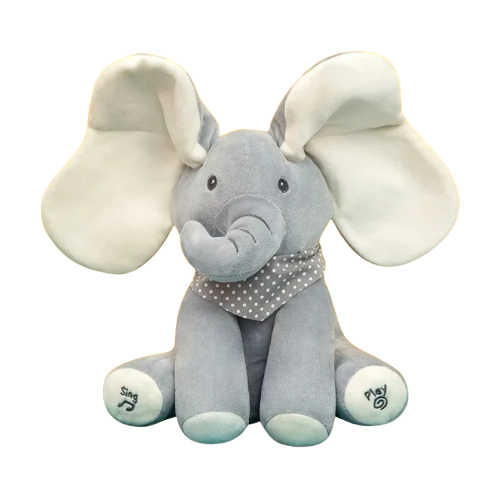Peluche Éléphant interactif Peek a Boo -Oreilles blanches - Ouistiprix