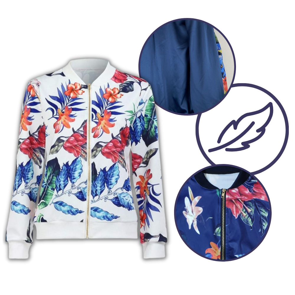 Blouson bomber à fleurs à manches longues - Ouistiprix