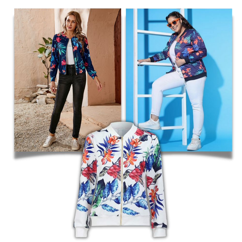 Blouson bomber à fleurs à manches longues - Ouistiprix