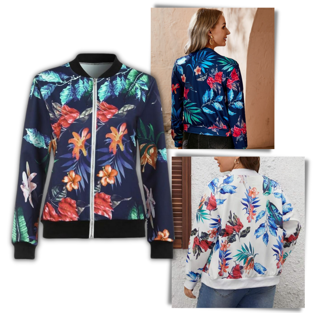 Blouson bomber à fleurs à manches longues - Ouistiprix