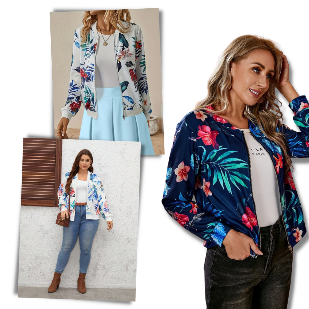 Blouson bomber à fleurs à manches longues - Ouistiprix