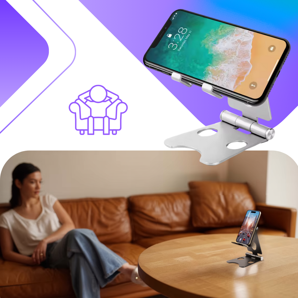Support pivotant et pliable pour téléphone et tablette