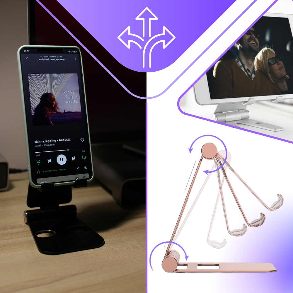Support pivotant et pliable pour téléphone et tablette