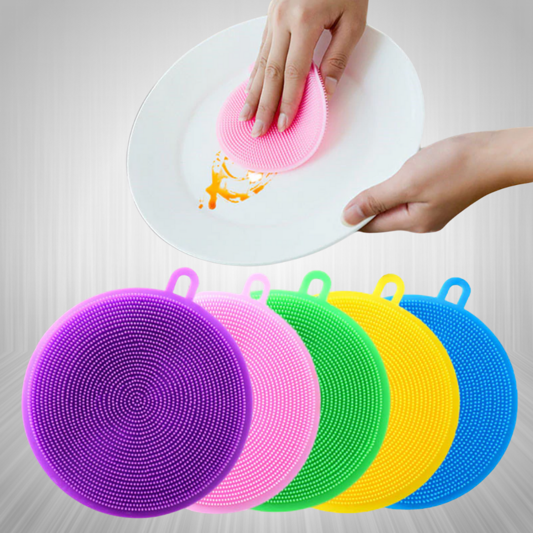 Eponge anti bactérien colorée en silicone pour vaisselle - OuistiPrix