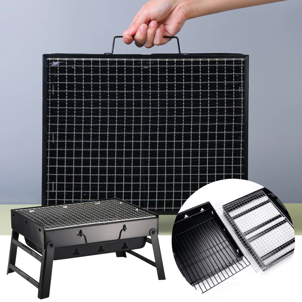 Barbecue pliable et portable avec poignée