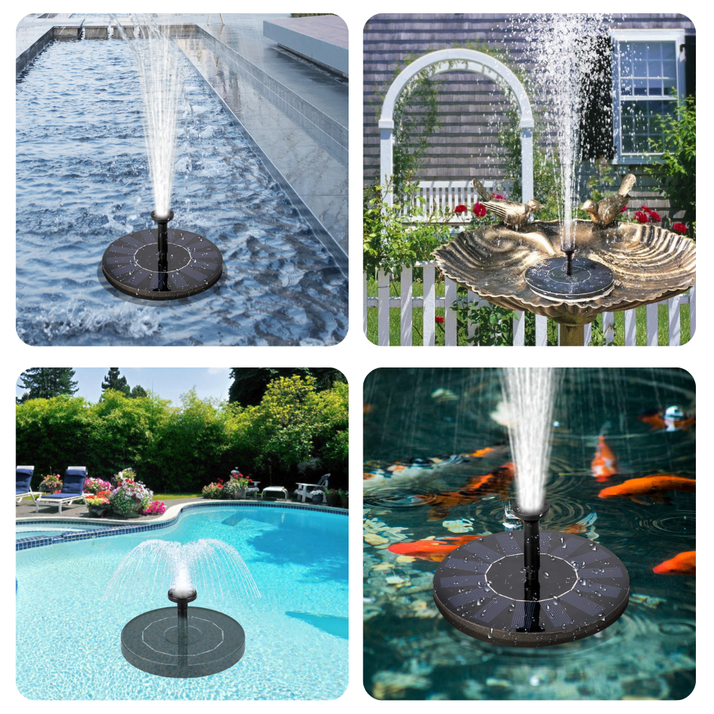 Fontaine solaire avec lumière LED et fonction de stockage d'énergie Fontaine  flottante pour piscine de jardin 