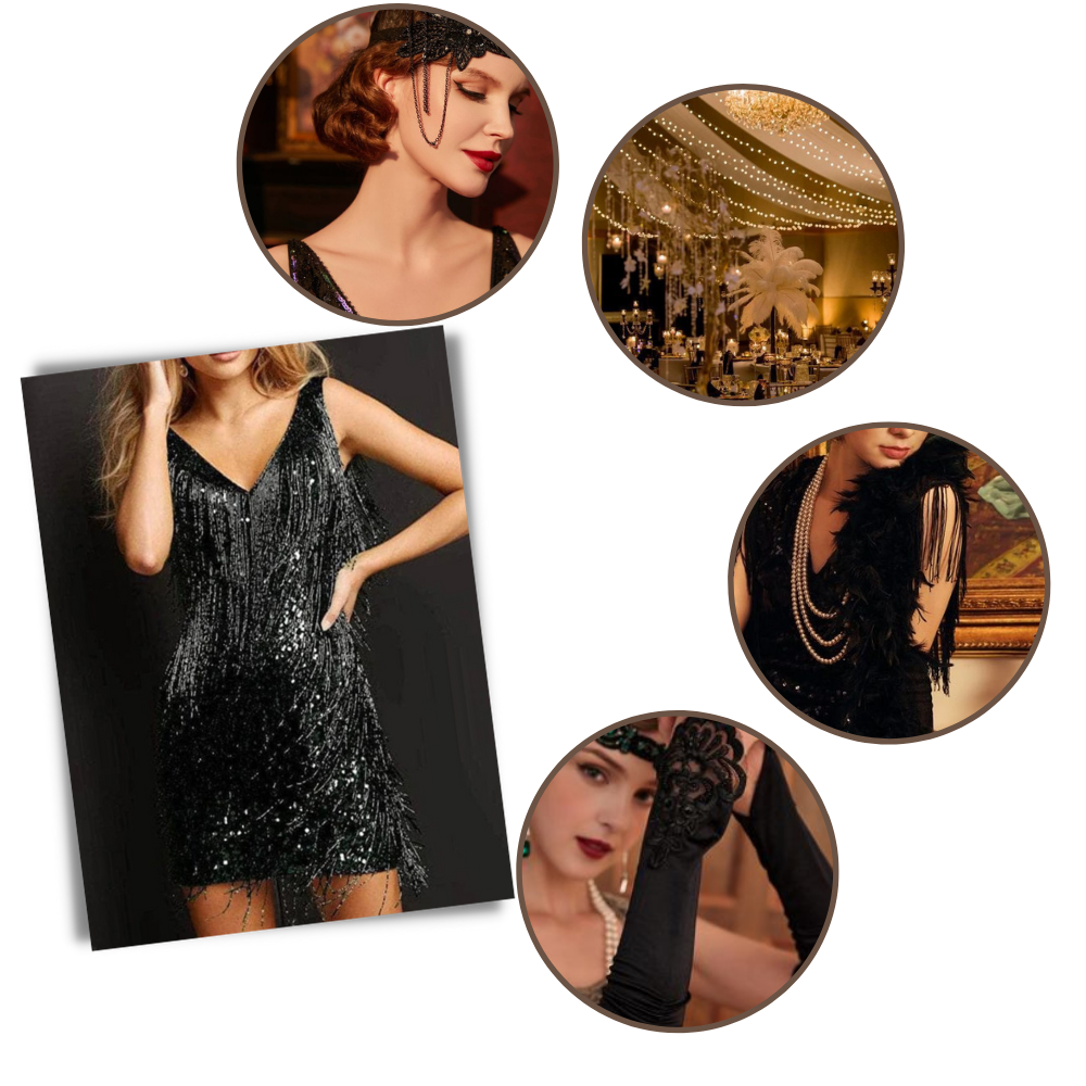 Robe à col V à paillettes

 - Ouistiprix