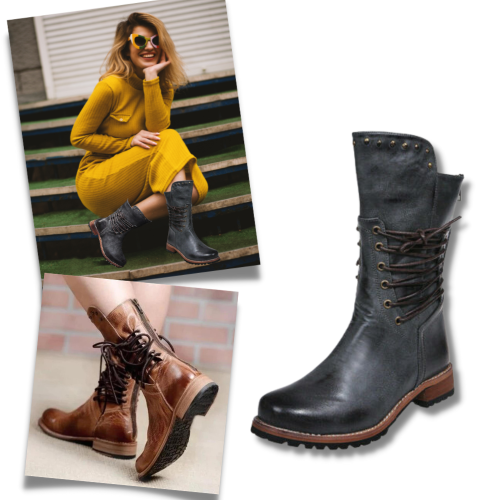 Bottines vintage en cuir PU - Ouistiprix
