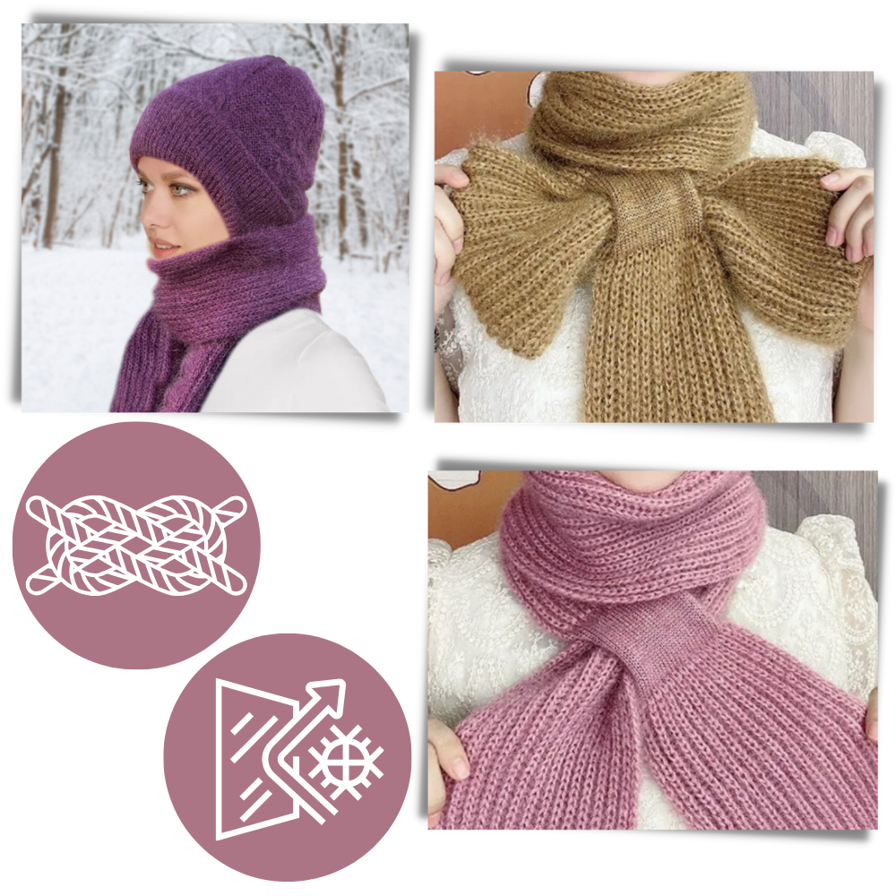 Bonnet à capuche en tricot coupe-vent avec écharpe et protège-oreilles  - Ouistiprix