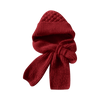 Bonnet à capuche en tricot coupe-vent avec écharpe et protège-oreilles  -Vin rouge - Ouistiprix